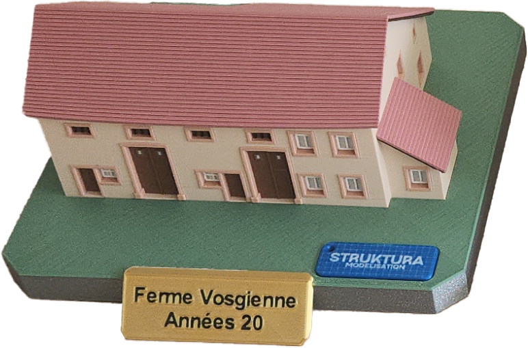 Maquette de patrimoine 1:100, ferme vosgienne des années 1920